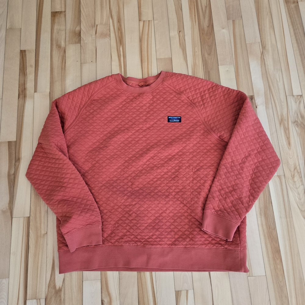 L.l. Bean Men's Quilted Orange Crewneck Sweater